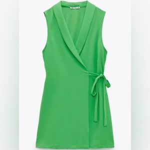 Zara wrap around dress green